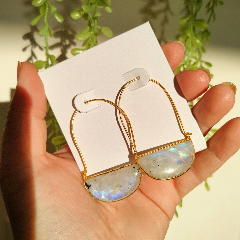 🌹The Quiet Luxury Collection🌹 Real Moonstone Gold Plated Earrings - Picture 11 of 17